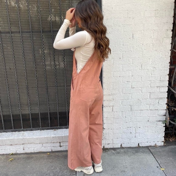 NWT self contrast tan overalls / jumper sz small / sold at anthro $170 - Picture 4 of 7